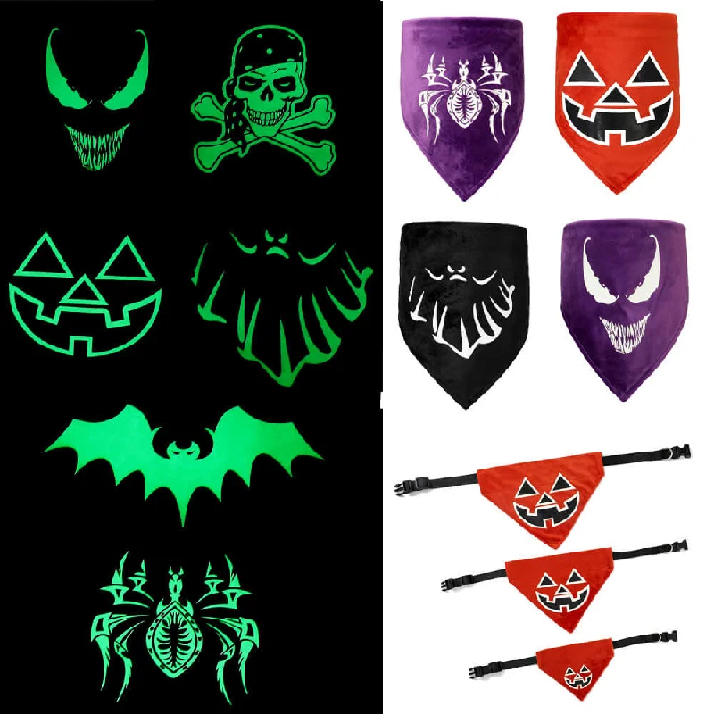 Luminous Halloween Pet Bandana | Glowing Triangle Pet Bib & Collar