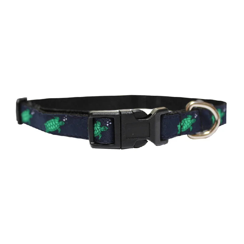 Midnight Navy Sea Turtle Extra Small Fleur de Lis Dog Collar