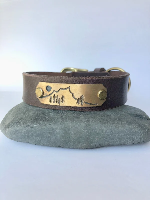 Dog Collar - Mountains/Brass