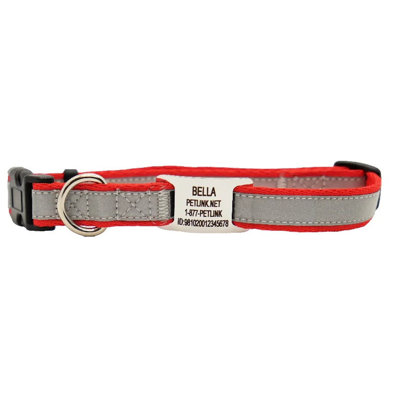 Personalized Reflective Dog Collars with Slider Tag