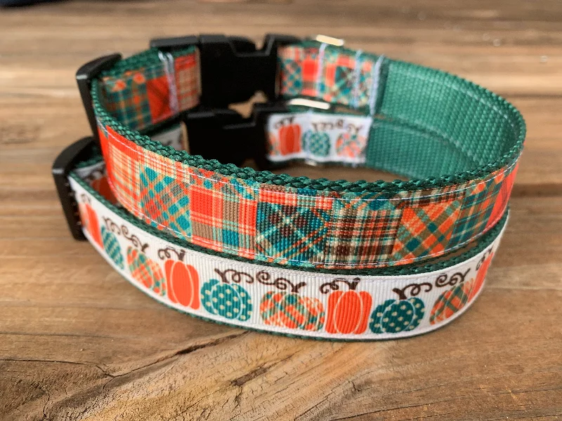 Pumpkins and Plaid Dog Collars