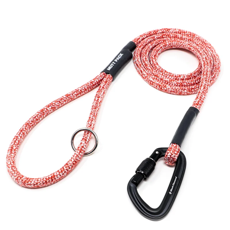 Red & White Recycled Rope Leash (Carabiner)