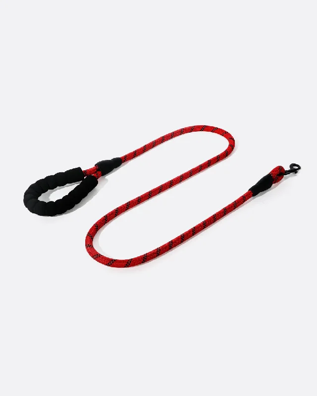 Reflective Nylon Rope Dog Leash - Classic Red