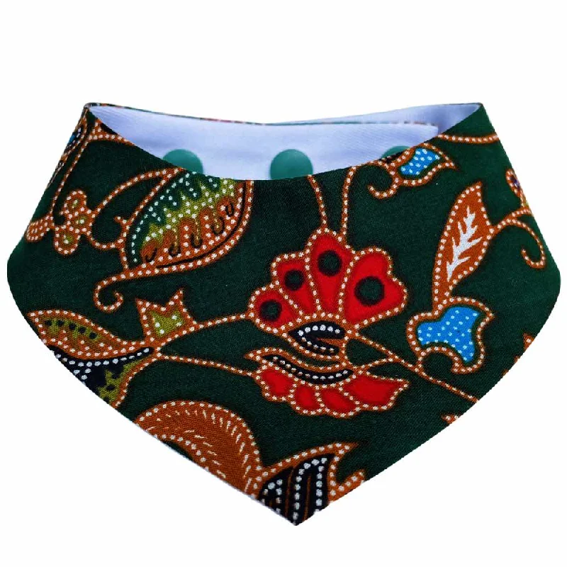 RuffCo Handcrafted Reversible Bandana For Cats & Dogs (Green Batik)