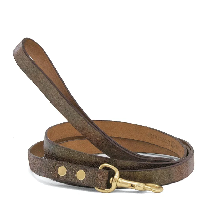 Simple  Dog Leash - Bronze Pearl Cracked Leather