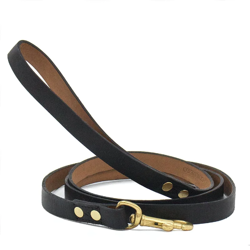 Simple Dog Leash - Black Leather