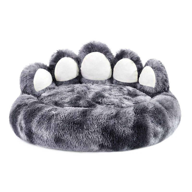 Thickened Warm Kennel For Pets With Bear Paw Shape House - Teddy Kennel With Removable Washable Cat Fluffy Dog Bed Mat For Deep Sleeping - Keeping Warm