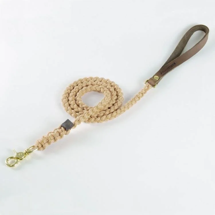 Touch of Leather Dog Leash - Beige