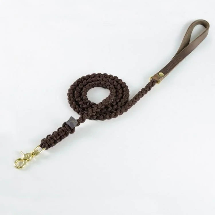 Touch of Leather Dog Leash - Chocolate