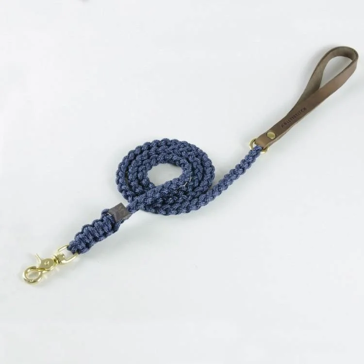 Touch of Leather Dog Leash - Navy