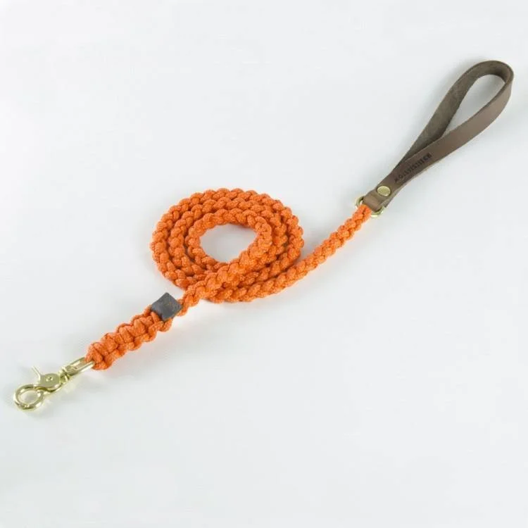 Touch of Leather Dog Leash - Pumpkin