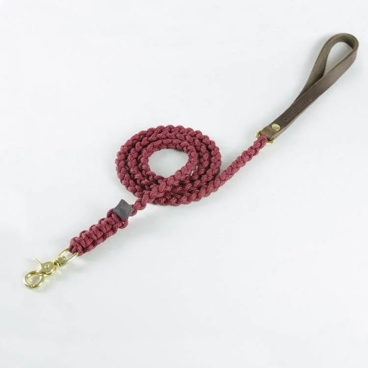 Touch of Leather Dog Leash - Redwine