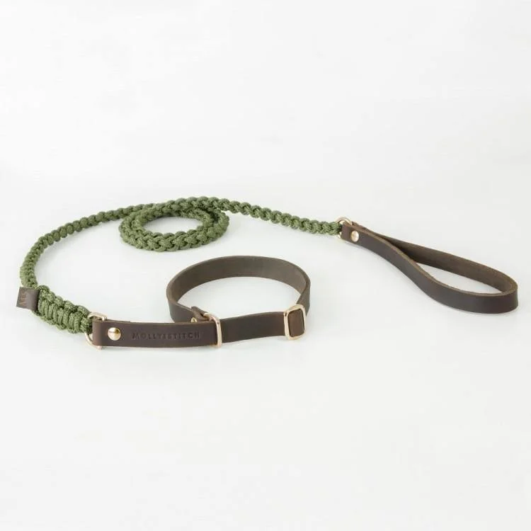 Touch of Leather Retriever Dog Leash - Military