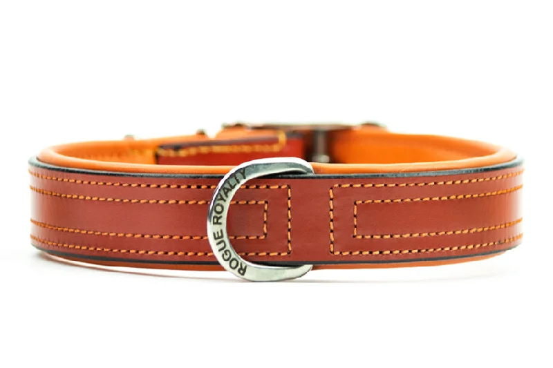 Hand Made Leather Dog Collar - Tuscan Orange (Slim Fit)