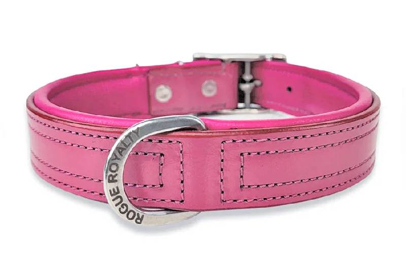 Hand Made Leather Dog Collar - Tuscan Pink (Slim Fit)