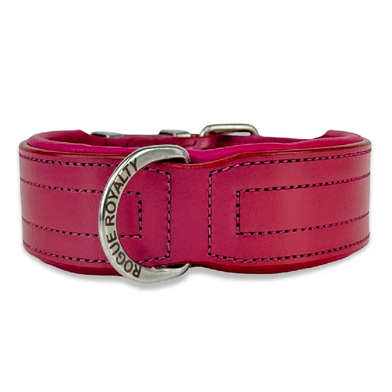 Hand Made Leather Dog Collar - Tuscan Pink (Wide Fit)