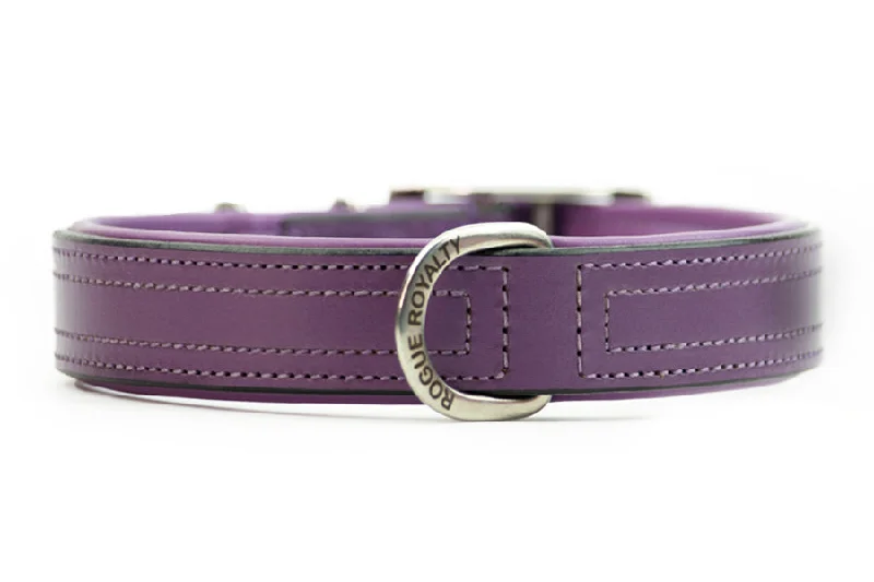 Hand Made Leather Dog Collar - Tuscan Purple (Slim Fit)