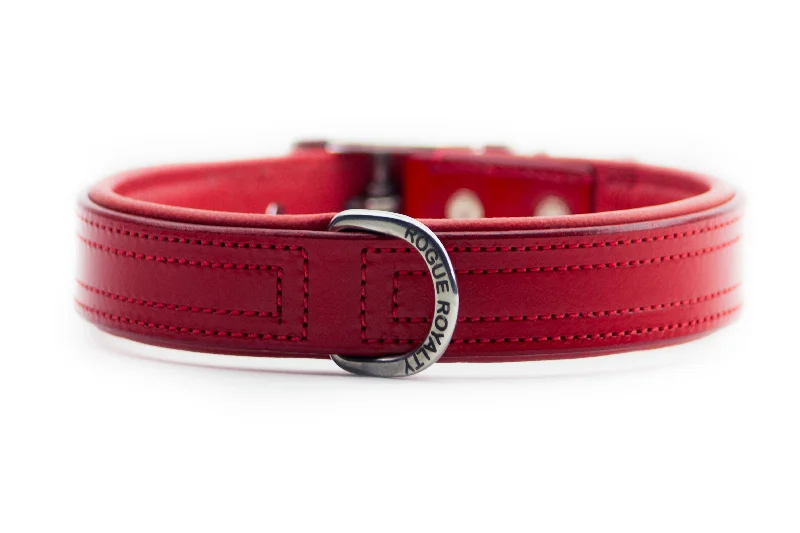 Hand Made Leather Dog Collar - Tuscan Red (Slim Fit)