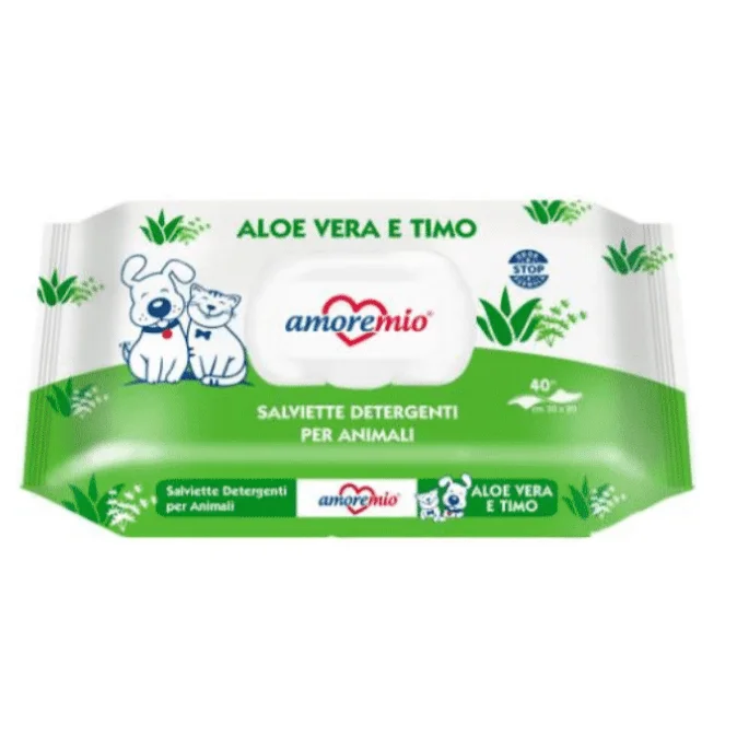 Amore Mio Aloe Vera E Timo Pet Wipes x40pcs