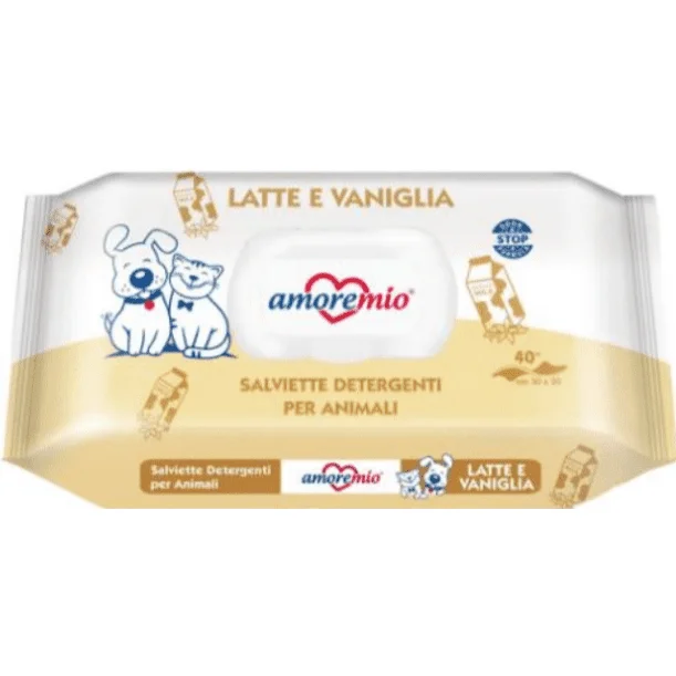 AmoreMio Pet Wipes Latte E Vaniglia 40pcs