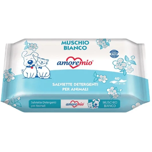 AmoreMio Pet Wipes Muschio Bianco 40pcs