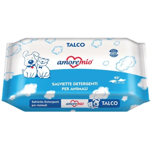 AmoreMio Pet Wipes Talco 40pcs