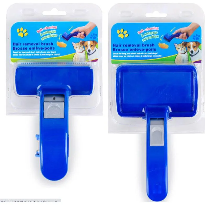 Blue Button Slicker Brush for Cats and Dogs