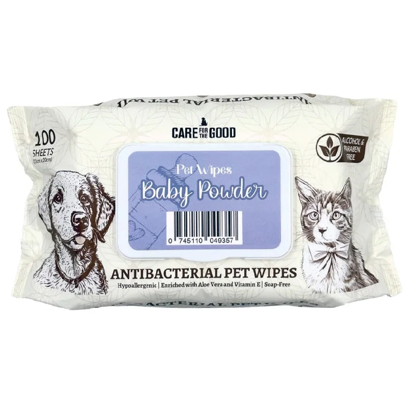 3 FOR $11.90: Care For The Good Baby Powder Antibacterial Pet Wipes (100Pcs)