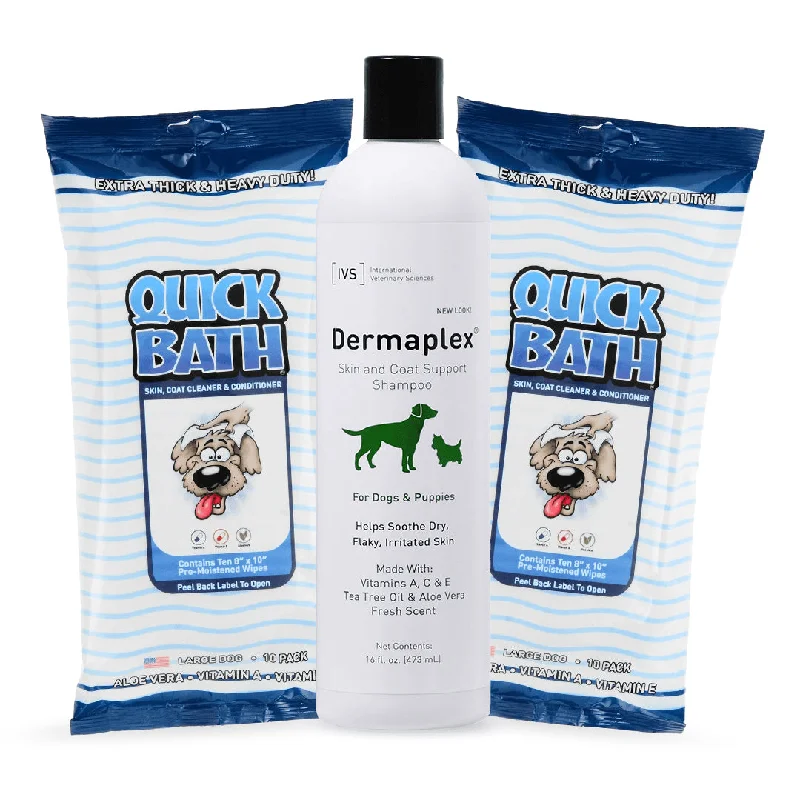 Dermaplex Advanced Skin and Coat Repair Shampoo + QuickBath® Dog Towelettes