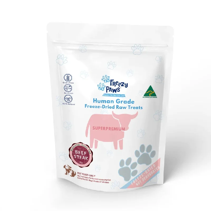 Freezy Paws Freeze Dried Human Grade Grass Fed Beef Steak  Dog and Cat Treats 70g