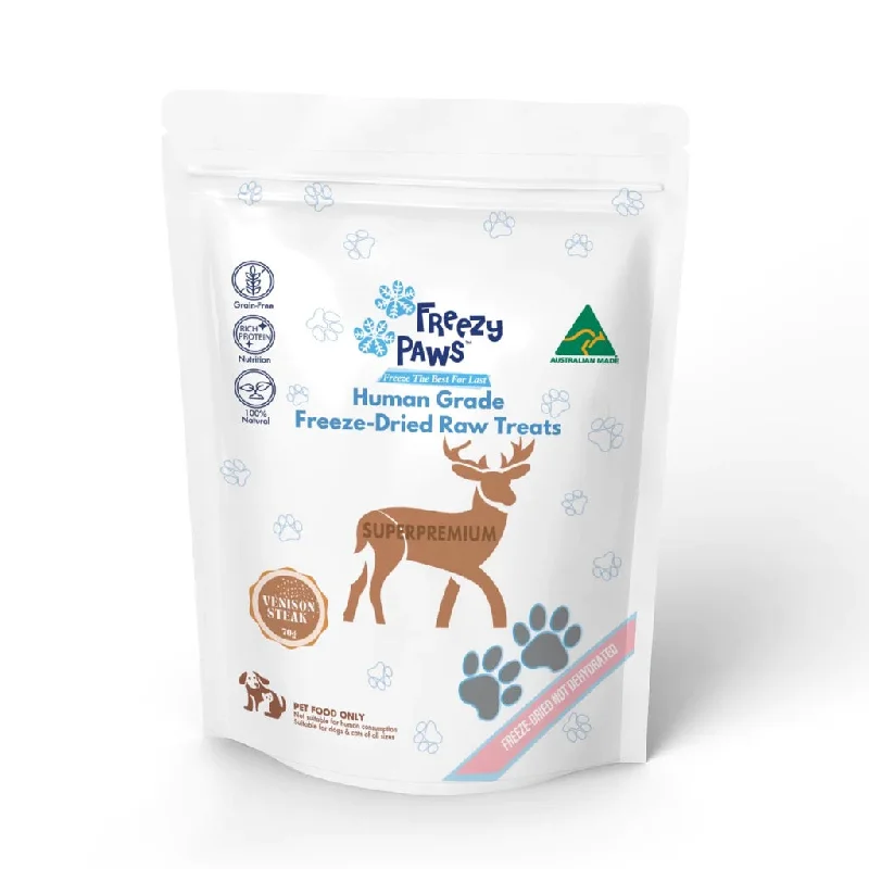 Freezy Paws Freeze Dried Human Grade Venison Steak Dog and Cat Treats 70g