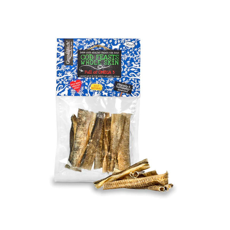 Natural Cod Feasts Whole Skin Dog Treats - 50g