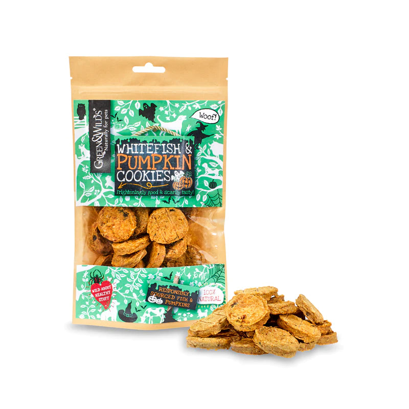 Halloween Natural Whitefish & Pumpkin Dog Cookies - 150g