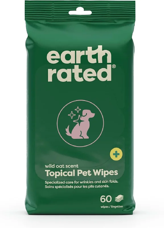 Skin Cleansing Pet Wipes, Topical Wipes for Dogs & Cats to Tackle Itchy Skin, Wild Oat Scent, 60 Count