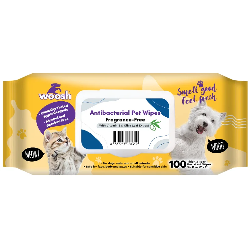 Woosh Fragrance Free Anti-Bacteria Pet Wipes (100Pcs)